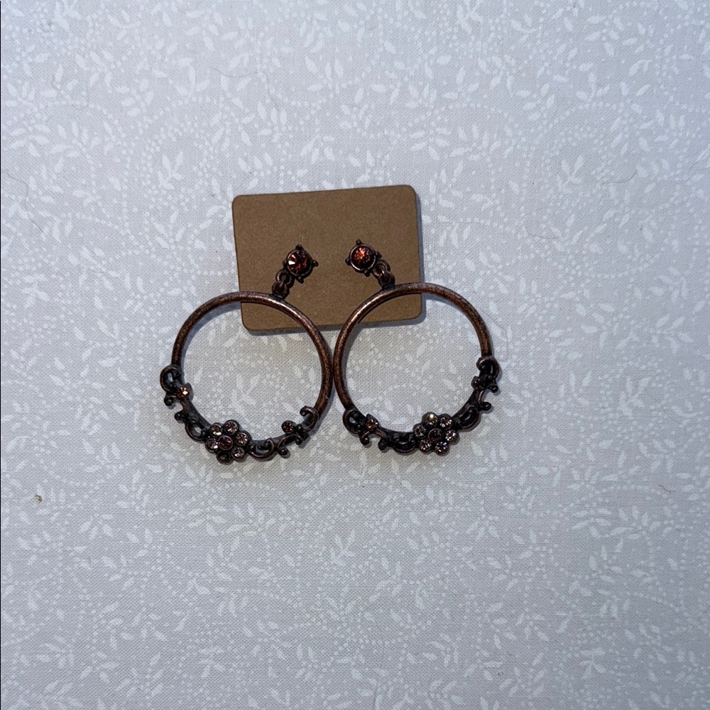 Vintage Floral Hoop‎ Earrings